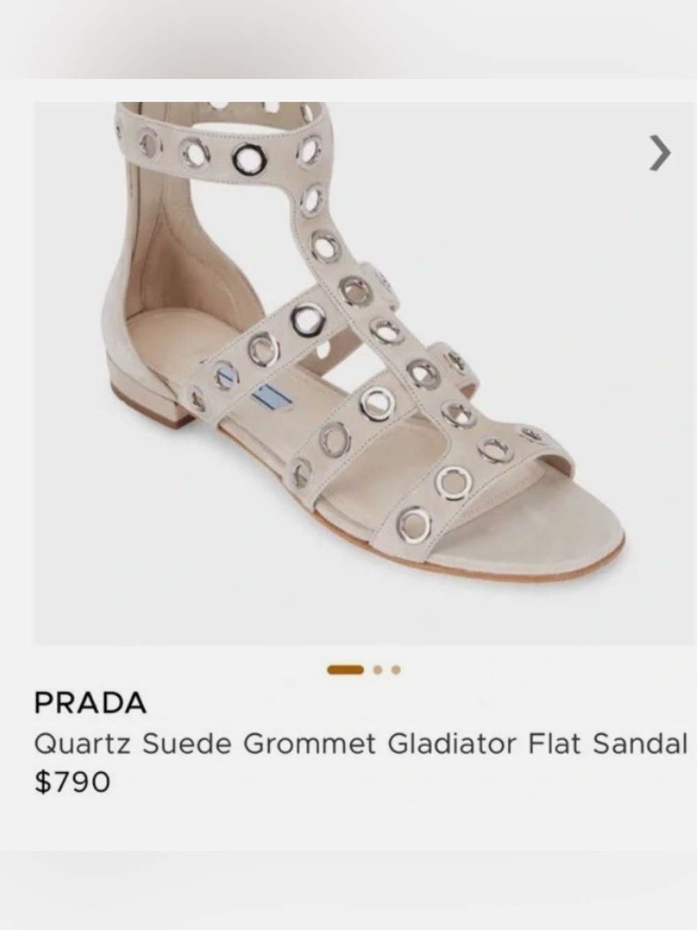 Prada Quartz Suede Grommet Gladiator Sandal in Light Beige